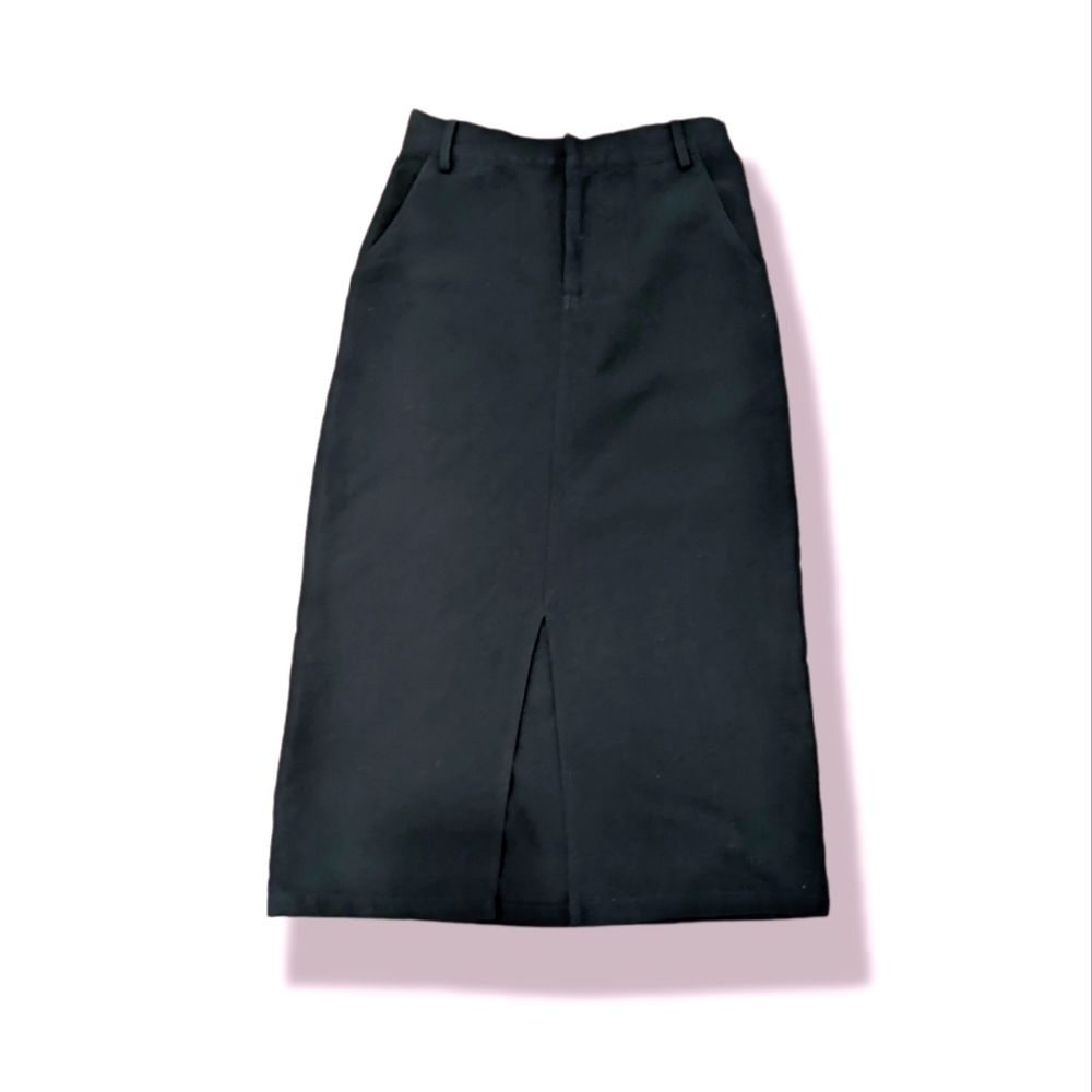 Black Midi Skirt with Front Slit Size XS/S
